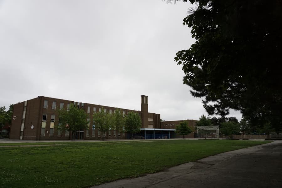 Clinton Street Junior Public School building facade, showing the brick exterior and architectural details