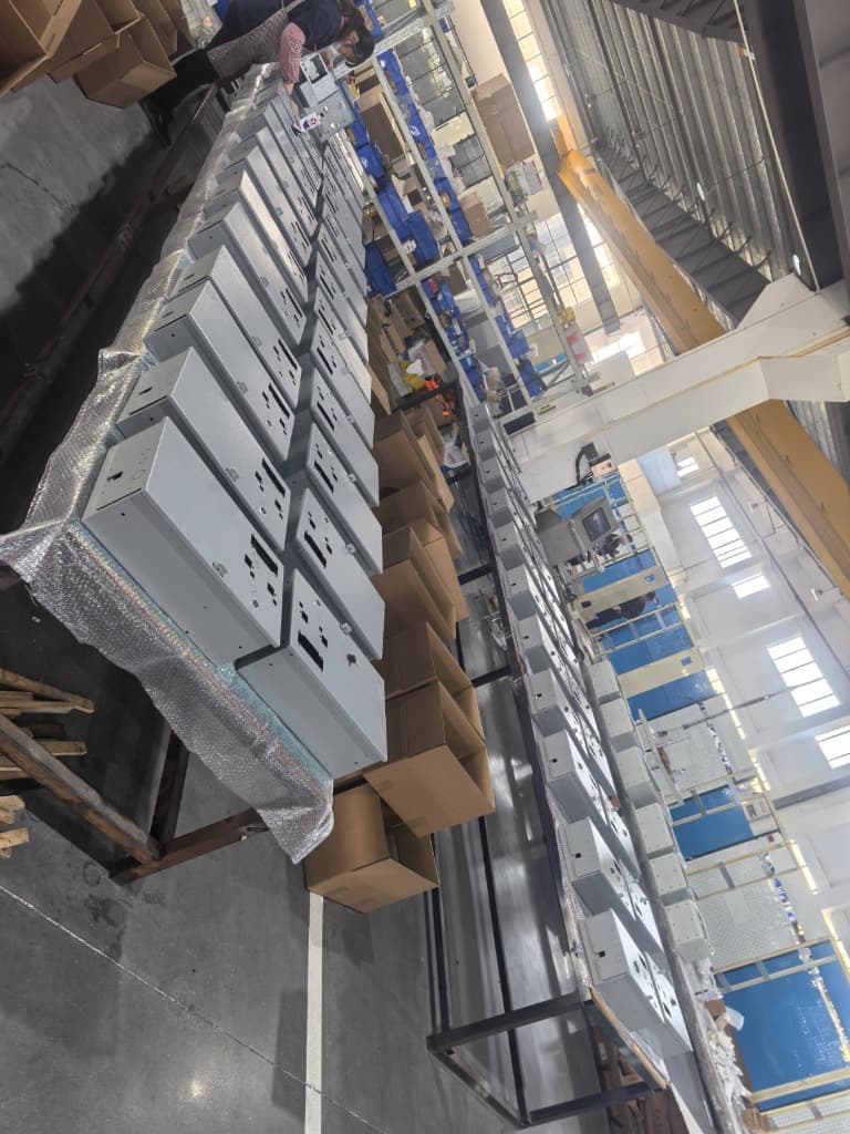 Metal enclosure assembly line overhead