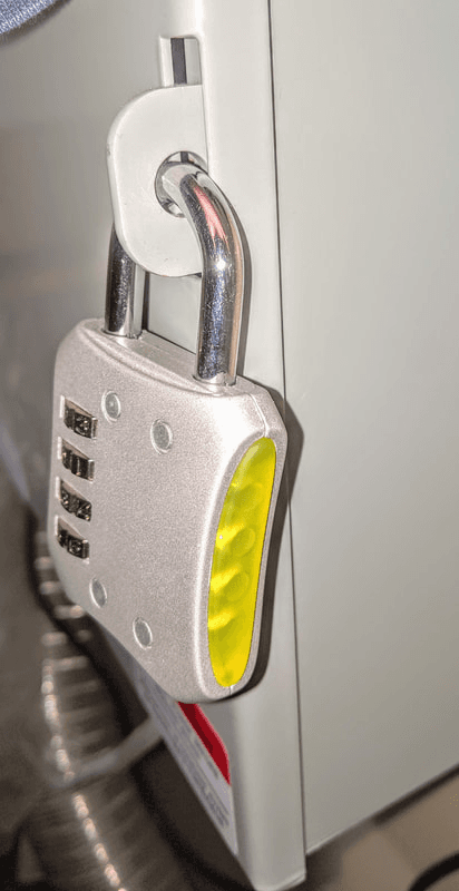 Combination lock in open position