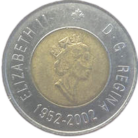 Canadian Toonie marked 1952-2002