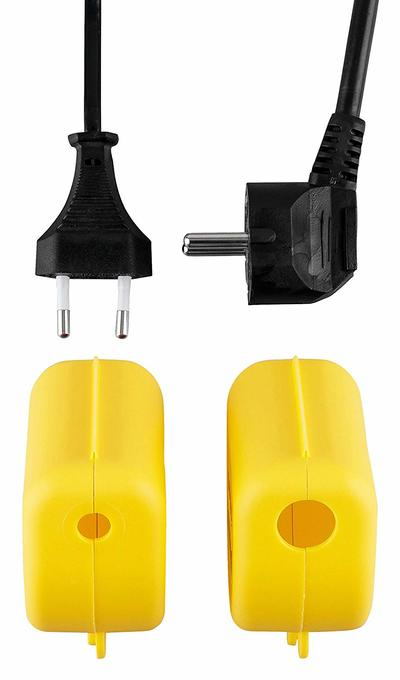 Extension cord lock components showing different plug types and lock parts