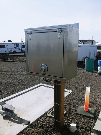 Custom weatherproof enclosure for coin box unit with secure locking mechanism