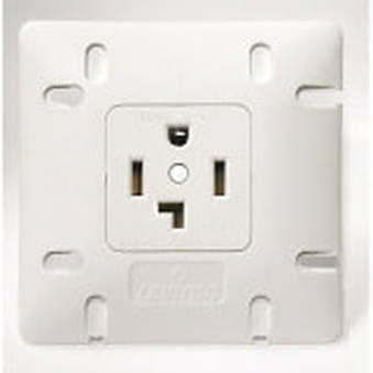 Outlet face plate before rotation - L-shaped prong at bottom